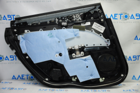 Door trim card rear right Ford Fusion mk5 13-16 black with black insert leather, armrest leather, molding under wood gloss, tears, scratches, pokes