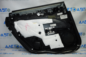 Door trim card rear right Ford Fusion mk5 13-16 black with gray insert cloth, armrest leather, molding gray gloss, scratches, pokes, for dry cleaning