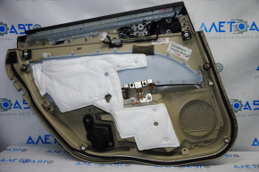 Door trim card rear right Ford Fusion mk5 13-16 beige with beige insert cloth, armrest leather, molding gray structure, for dry cleaning
