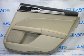 Door trim card rear right Ford Fusion mk5 13-16 beige with beige insert cloth, armrest leather, molding gray structure, tears, creases, for dry cleaning