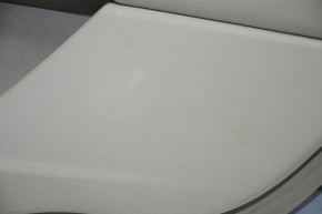 Door trim card rear right Ford Fusion mk5 13-16 beige with beige insert leather, armrest leather, molding under wood gloss, creased, scratches