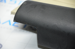 Door trim card rear right Ford Fusion mk5 13-16 beige with beige insert leather, armrest leather, molding under wood gloss, creased, scratches