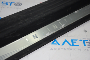 Door sill trim front left Infiniti QX50 19-20 black, broken fastener, peeled chrome, scratches