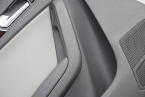 Door trim card rear left Audi A4 B8 08-12 pre-restoration dark gray with light gray insert leather, rubber armrest, molding under wood gloss with chrome, sedan, without curtain, scratches, broken fast