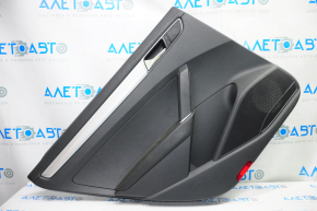 Door trim card rear left VW Passat b8 16-19 USA black with black insert leather, armrest leather, molding gray gloss, for dry cleaning