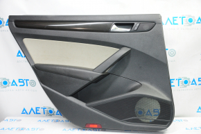 Door trim card rear left VW Passat b7 12-15 USA black with gray insert leather, armrest leather, molding black under carbon, broken crepe, worn, for dry cleaning
