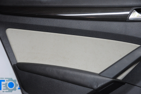 Door trim card rear left VW Passat b7 12-15 USA black with gray insert leather, armrest leather, molding black under carbon, broken crepe, worn, for dry cleaning