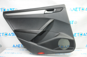 Door trim card rear left VW Passat b7 12-15 USA black with black insert plastic, armrest leather, molding gray gloss, butts