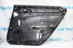 Door trim card rear left VW Passat b7 12-15 USA black with black insert plastic, armrest leather, molding gray gloss, butts