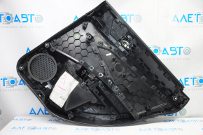 Door trim card rear left VW Jetta 19-24 black with black insert plastic, armrest leather, scratches