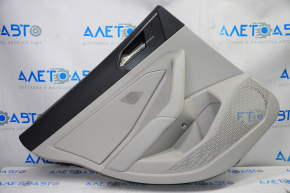 Door trim card rear left VW Jetta 19-24 gray with gray insert plastic, armrest leather, scratches, bumps