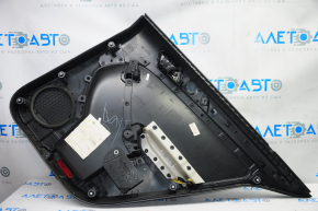 Door trim card rear left VW Jetta 11-18 USA black with black insert plastic, armrest leather, molding gray gloss type 1, scratches