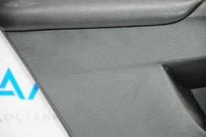 Door trim card rear left VW Jetta 11-18 USA black with black insert plastic, armrest leather, molding gray gloss type 1, scratches