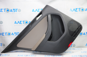 Door trim card rear left VW Jetta 11-12 USA black with brown insert plastic, armrest leather, molding black structure, scratches