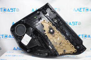 Door trim card rear left VW Jetta 19-21 black with beige insert plastic, armrest leather, scratches