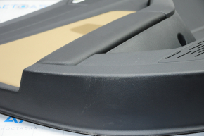 Door trim card rear left VW Jetta 19-21 black with beige insert plastic, armrest leather, scratches
