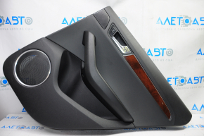 Door trim card rear right Audi Q5 8R 09-12 black rubber, rubber armrest, molding under wood gloss, Premium Plus, Bang and Olufsen, scratches, bump