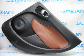 Door trim card rear right Fiat 500L 14- black with brown insert leather, peeled leather, scratches