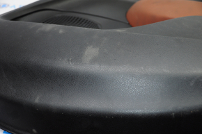 Door trim card rear right Fiat 500L 14- black with brown insert leather, peeled leather, scratches