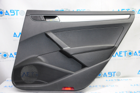 Door trim card rear right VW Passat b8 16-19 USA black with black insert leather, armrest leather, molding gray gloss