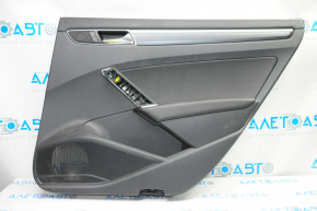 Door trim card rear right VW Passat b8 16-19 USA black with black insert leather, armrest leather, molding black scratch gloss, without overlay, without reflector, scratches, bumps