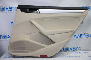 Door trim card rear right VW Passat b7 12-15 USA beige with beige insert leather, armrest leather, molding gray scratch gloss, tears, scratches