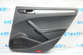 Door trim card rear right VW Passat b7 12-15 USA black with black insert plastic, armrest leather, molding gray gloss, break crepe, scratches, tear