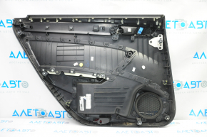 Door trim card rear right VW Passat b7 12-15 USA black with black insert plastic, armrest leather, molding gray gloss, break crepe, scratches, tear