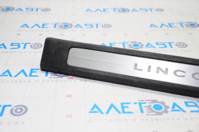 Door sill trim front left Lincoln MKC 15-19 black chrome with backlight, broken crepe, scratches, bump