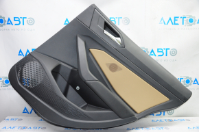 Door trim card rear right VW Jetta 19-21 black with beige insert plastic, armrest leather, scratches