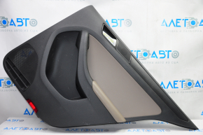 Door trim card rear right VW Jetta 11-18 USA black with brown insert plastic, armrest leather, molding black structure, scratches