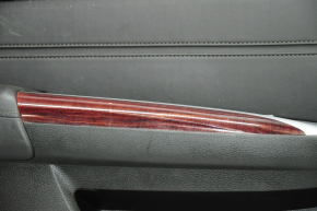 Door trim card front left Acura TLX 15-17 black with black insert leather, armrest leather, molding under wood gloss, under seat memory, scratches
