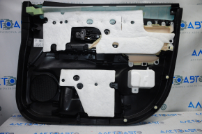 Door trim card front left Mitsubishi Outlander 14-18 black with black insert leather, molding gray under carbon structure, tears