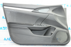 Door trim card front left Honda Civic X FC 16-21 4d black cloth with black insert plastic, scratches, for dry cleaning