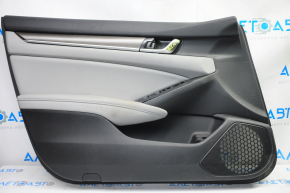 Door trim card front left Honda Accord 18-18 black with gray insert leather, armrest leather, scratches