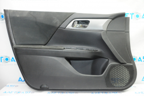 Door trim card front left Honda Accord 13-15 black with black insert cloth, armrest cloth, handle molding type 1, scratches, dry-cleanable, without reflector