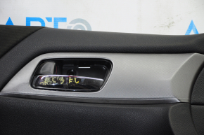 Door trim card front left Honda Accord 13-15 black with black insert cloth, armrest cloth, handle molding type 1, scratches, dry-cleanable, without reflector