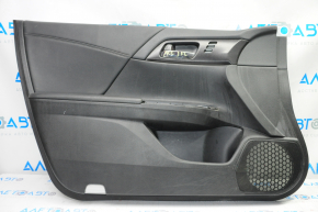 Door trim card front left Honda Accord 13-15 black with black insert leather, armrest leather, handle molding type 2, for seat memory, scratches