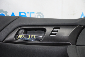 Door trim card front left Honda Accord 13-15 black with black insert leather, armrest leather, handle molding type 2, for seat memory, scratches
