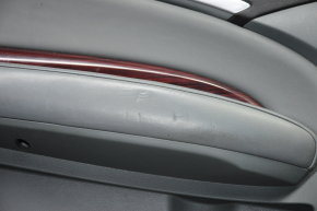 Door trim card front left Acura MDX 14-16 gray with gray insert leather, armrest leather, molding under wood gloss, under seat memory, scratches