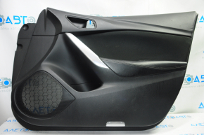 Door trim card front right Mazda 6 13-15 black with black insert cloth, armrest leather, tear, scratches