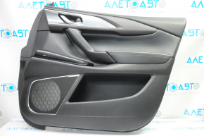 Door trim card front right Mazda CX-9 16- black with black insert leather, armrest leather, upper insert brown leather, BOSE, scratches