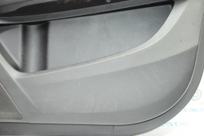 Door trim card front right Acura MDX 14-16 black with black insert leather, armrest leather, molding under wood gloss, scratches