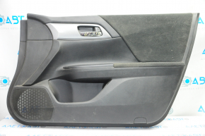 Door trim card front right Honda Accord 13-15 black with black insert velour, armrest velour, handle molding type 1, scratches, for dry cleaning
