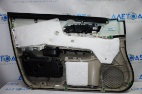 Door trim card front right Honda Accord 13-15 beige with beige insert leather, armrest leather, handle molding type 4, tear, scratches