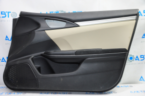 Door trim card front right Honda Civic X FC 16-21 4d cloth black with beige insert plastic, scratches, for dry cleaning
