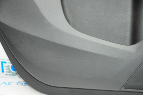 Door trim card rear left Acura MDX 14-20 black with black insert leather, armrest leather, molding under wood gloss, curtain, scratches