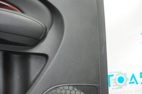 Door trim card rear left Acura MDX 14-20 black with black insert leather, armrest leather, molding under wood gloss, curtain, scratches
