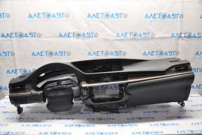 Torpedo front panel without AIRBAG Lexus ES300h ES350 13-18 black with glove compartment, broken bar, broken fastener