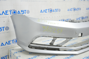 Front bumper bare VW Jetta 15-18 USA silver, pressed, cracks, broken fastener
